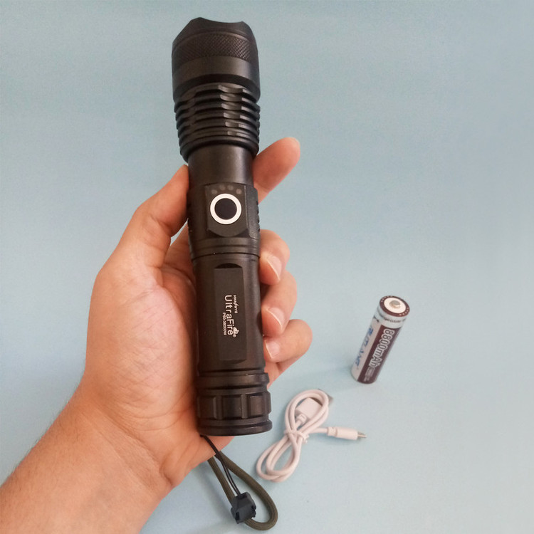 چراغ قوه دستی حرفه ای نور سفید زوم دار 4 حالته مدل X71-P50