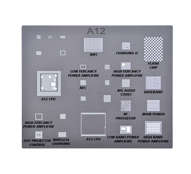 شابلون سه بعدی  A12 مخصوص تعمیر برد گوشی آیفون XS XS MAX XR