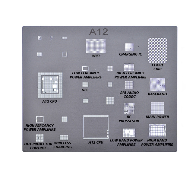 شابلون سه بعدی A12 مخصوص تعمیر برد گوشی آیفون XS XS MAX XR