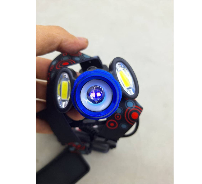 چراغ قوه پیشانی یو وی سه لامپ مدل UV LIGHT