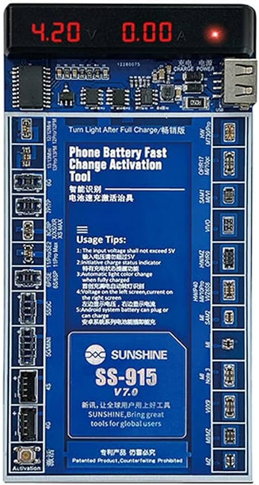 دستگاه شارژ سریع ، تست و شوک باتری سانشاین مدل Sunshine SS-915  (تا 14Pro max)