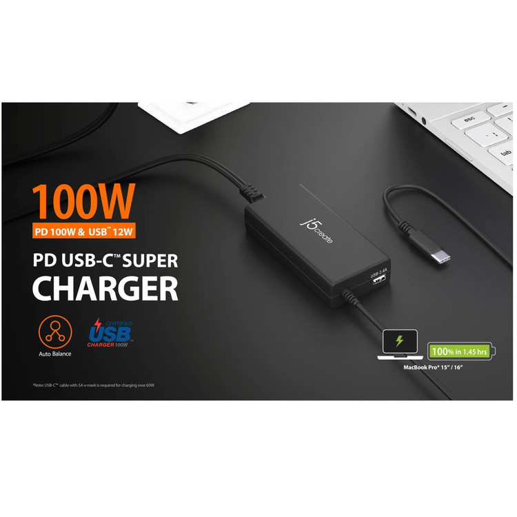 مولتی شارژر حرفه ای لپ تاپ موبایل تبلت TYPE C هوشمند 100 وات 100W با پشتیبانی از فست شارژر و سوپر شارژ