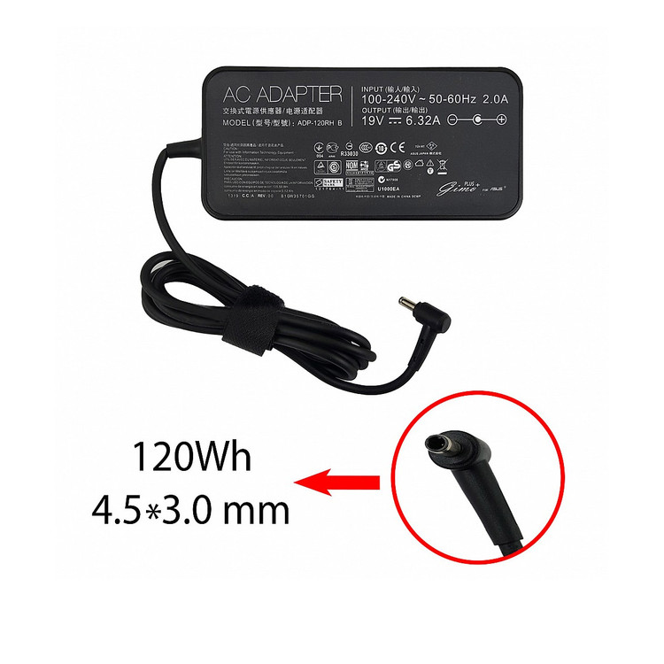 آداپتور لپ تاپ ایسوس 19V 6.32A Slim Gimo Plus زنبوکی سوزن دار