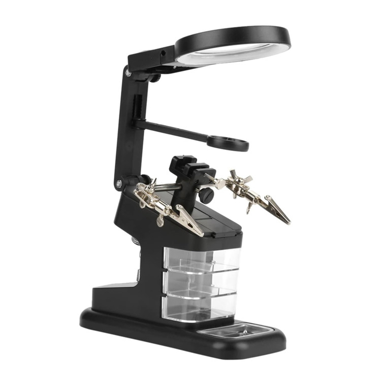 ذره بین و گیره مونتاژ حرفه ای دارای سه ذره بین TE-803 کشو دار