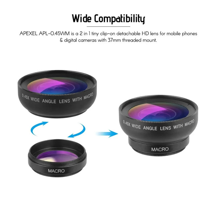 لنز موبایل کلیپسی اپکسل APEXEL APL-0.45WM – اورجینال
