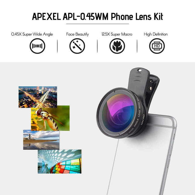لنز موبایل کلیپسی اپکسل APEXEL APL-0.45WM – اورجینال