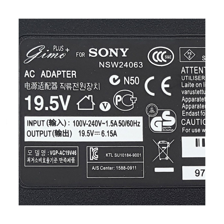 آداپتور لپ تاپ سونی 19.5V 6.15A Gimo Plus
