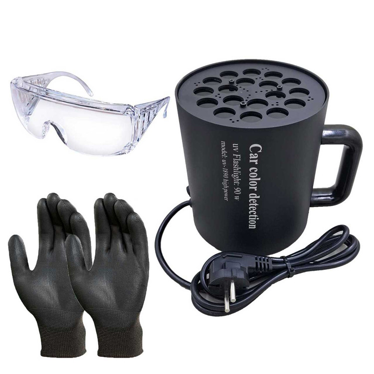 چراغ قوه یووی کارشناسی رنگ خودرو مدل UV-1890 HIGH POWER به همراه عینک مخصوص و دستکش و یکسال گارانتی